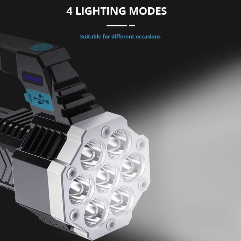 MOONFIRE - Korkeatehoinen LED-taskulamppu, 7 LED-lyhtyä
